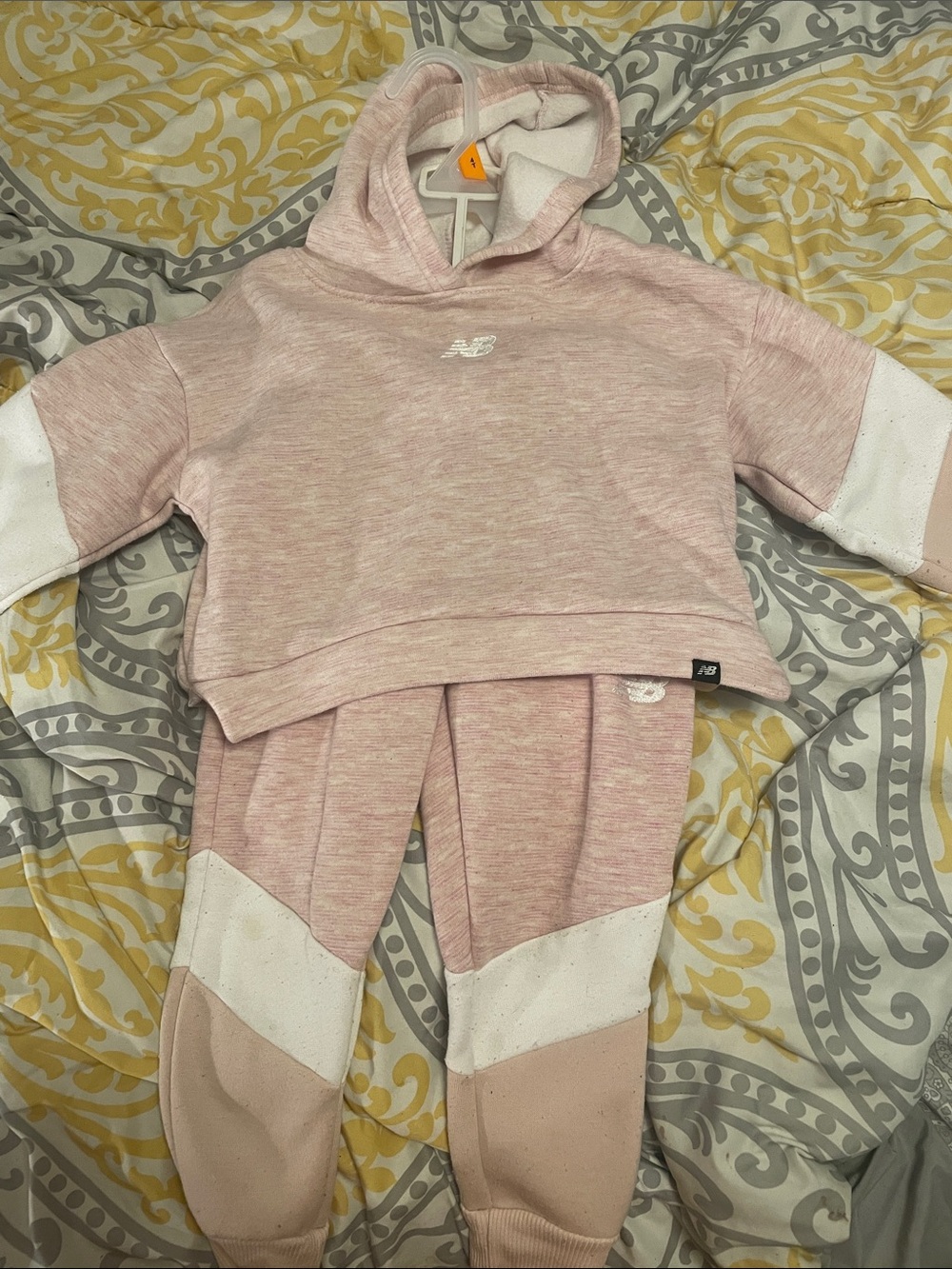 New Balance Blush Pink & White Hoodie and Joggers Set